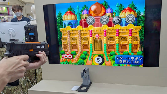 G’AIM’E Lite wireless light-gun prototype demonstrated at Tokyo Game Show 2026