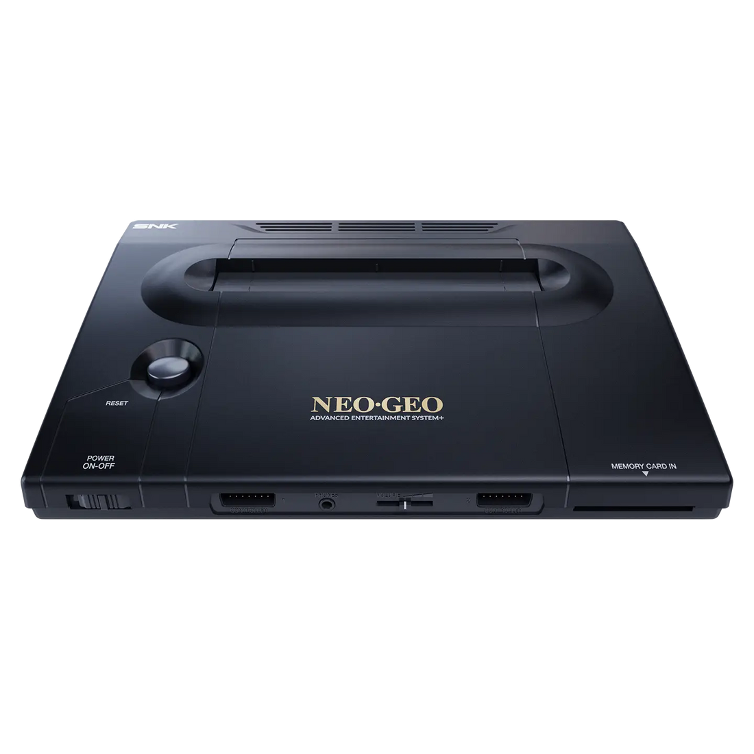 Black NEOGEO AES+ console and arcade stick