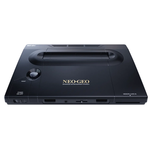 Black NEOGEO AES+ console and arcade stick